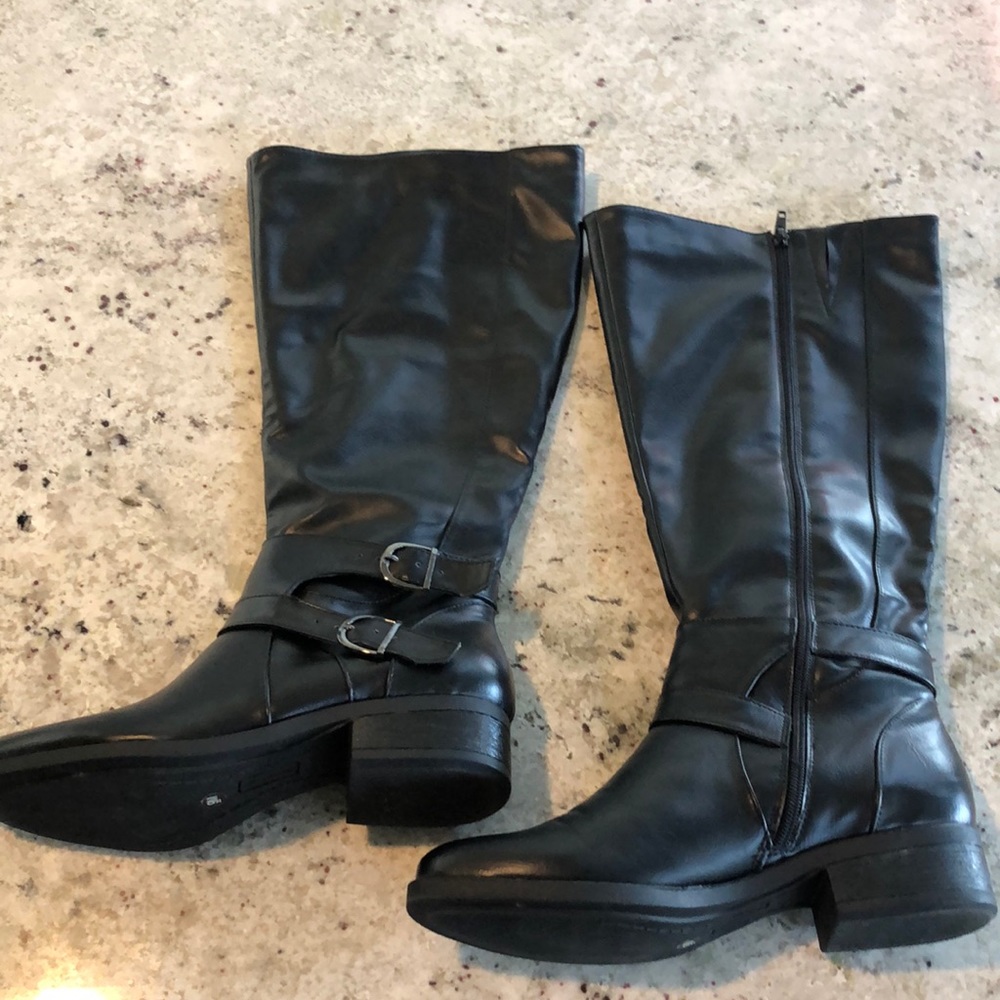 Tall wide calf Black women boots